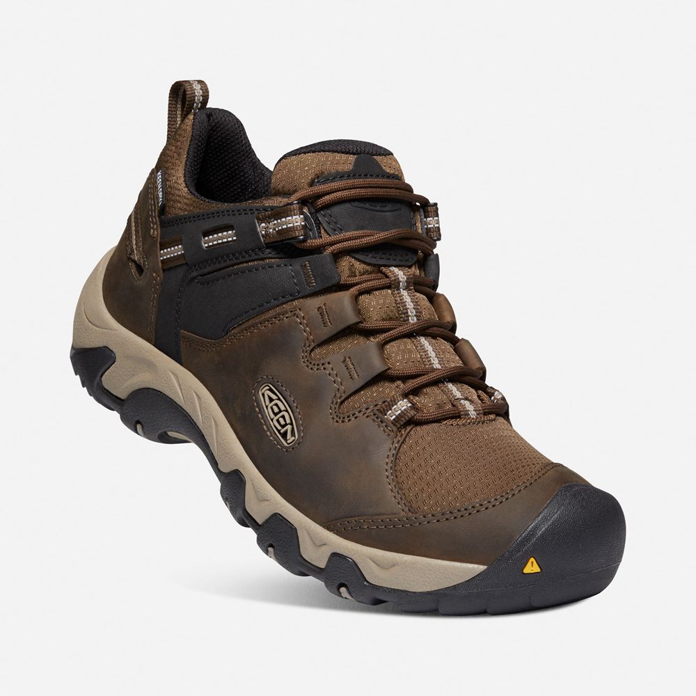 Zapatos de Seguridad Keen Mexico Marrom/Negros - Hombre Steens Waterproof - CW9751340